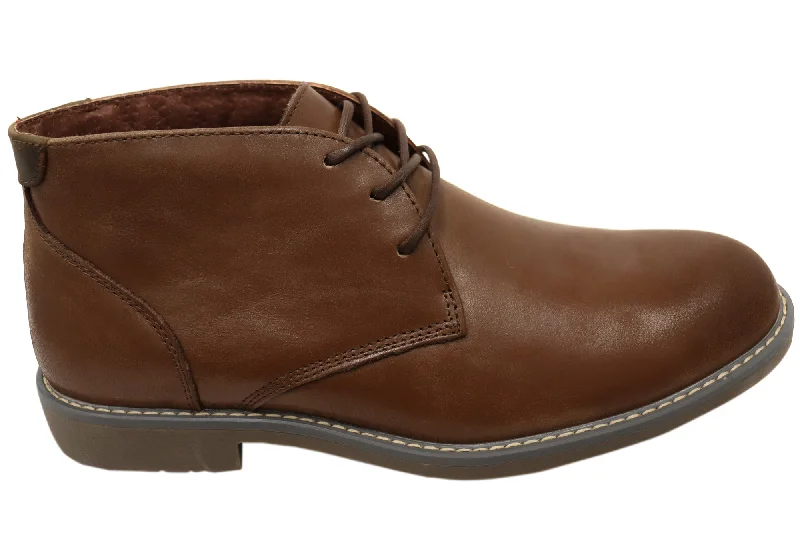 Men's Adaptive Fit Boots Hush Puppies Terminal Mens Extra Wide Width Brown Leather Boots
