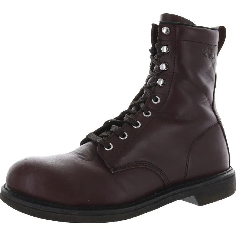 Men's Reinforced Sole Boots Work America Mens 8" Leather Steel Toe Work Boots
