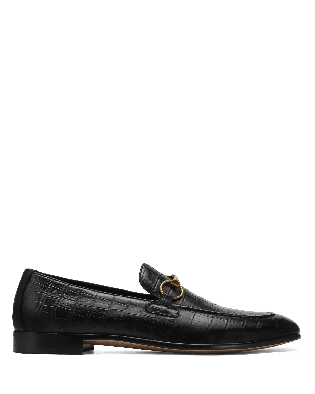 Men's Premium Shoes Roma Black Croc Leather