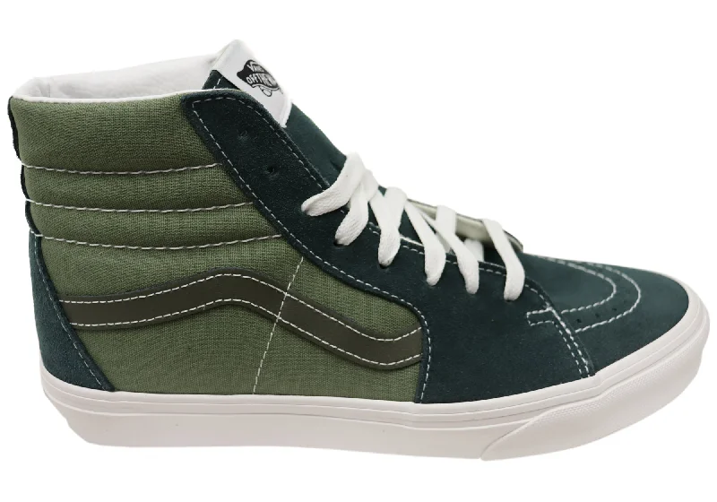 Men's Odor-Resistant Boots Vans Mens SK8 HI Tri Tone Green Hi Top Sneakers