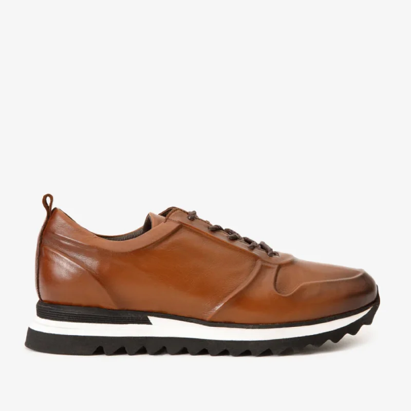 Fashion-Forward Shoes For Men The Barnett Tan Leather Men Sneaker Final Sale!
