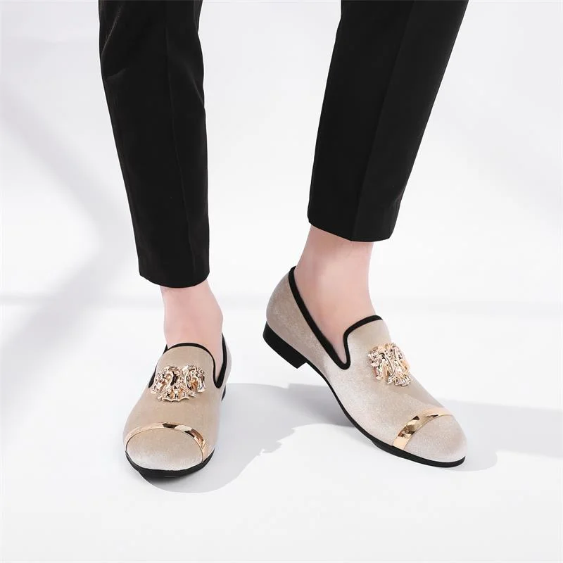 Men's Comfortable Shoes Casual Velvet Solid Pattern Gold Metal Buckle Party Loafers for Men Men's Comfortable Shoes Casual Velvet Solid Pattern Gold Metal Buckle Party Loafers for Men