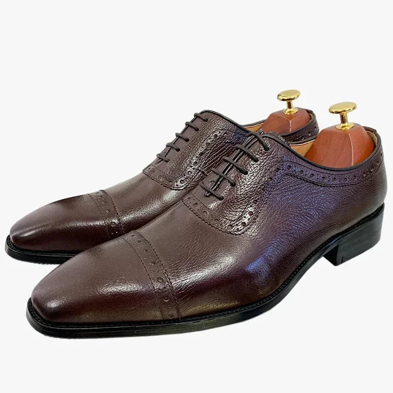 Men's Stylish Shoes Genuine Leather Lace-up Cap Toe Business Wedding Dress Shoes for Men Men's Stylish Shoes Genuine Leather Lace-up Cap Toe Business Wedding Dress Shoes for Men
