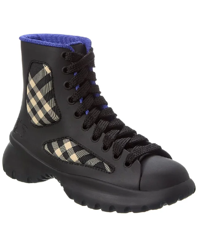 Men's Casual Shoes Burberry Boulder Lace-Up Rubber & Canvas Boot