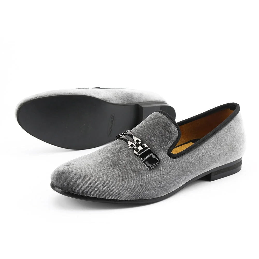 High-Quality Shoes Gray Velvet Italian Style Solid Pattern Breathable Slip-On Loafers for Men High-Quality Shoes Gray Velvet Italian Style Solid Pattern Breathable Slip-On Loafers for Men