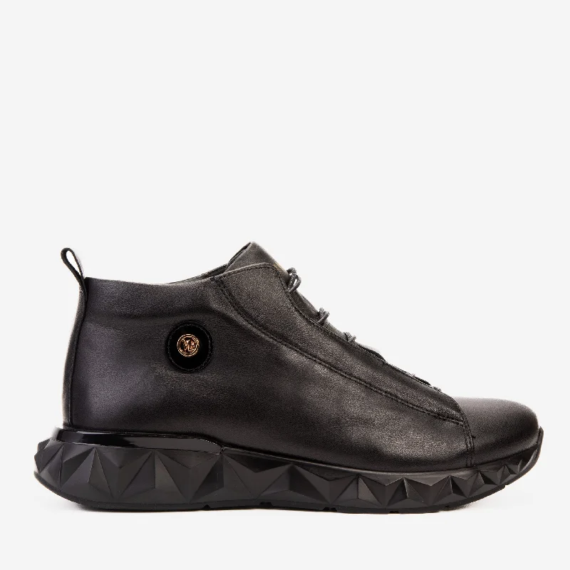 Men's Comfortable Shoes The Vertex Black Leather Men's Sneaker