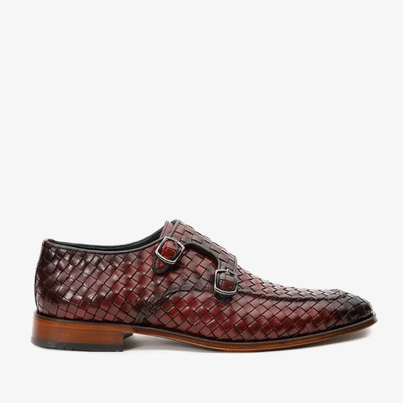 Clearance Sale On Men's Shoes The Turan Burgundy Woven Double Monk Strap Dress Men Shoe Clearance Sale On Men's Shoes The Turan Burgundy Woven Double Monk Strap Dress Men Shoe