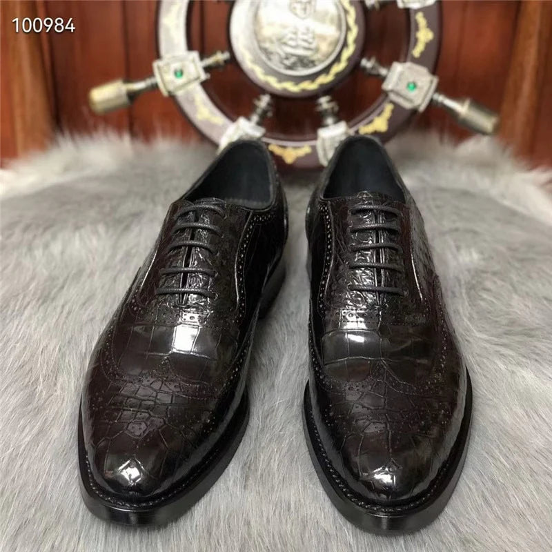 Men's Waterproof Boots Men's Handmade British Style Authentic Crocodile Skin Business Shoes Men's Waterproof Boots Men's Handmade British Style Authentic Crocodile Skin Business Shoes