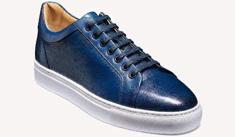 Men's Elegant Shoes Barker Sam Sneaker - Navy Hand Painted