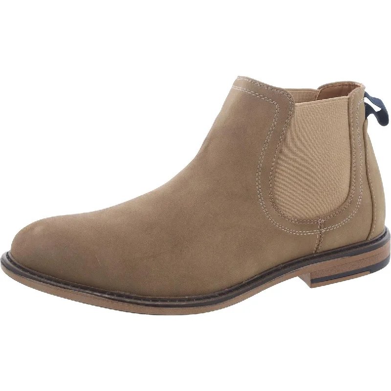 Men's Moisture-Wicking Boots Steve Madden Mens Faux Leather Laceless Chelsea Boots