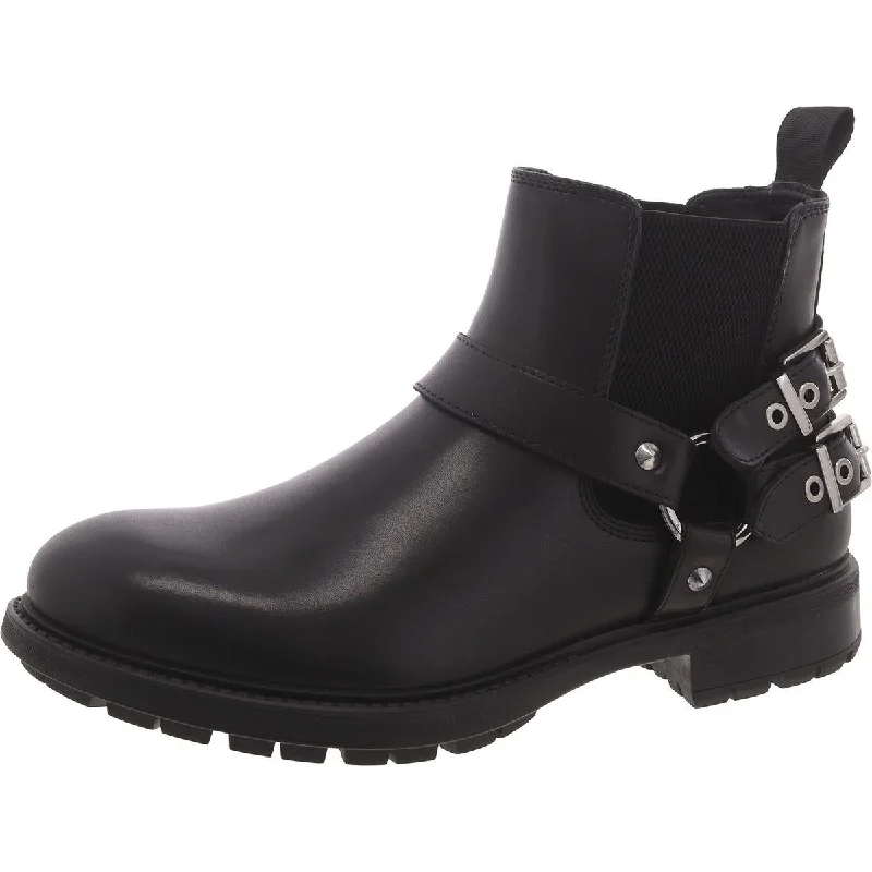 Men's Lightweight Shoes Steve Madden Mens Axyl Leather Harness Motorcycle Boots