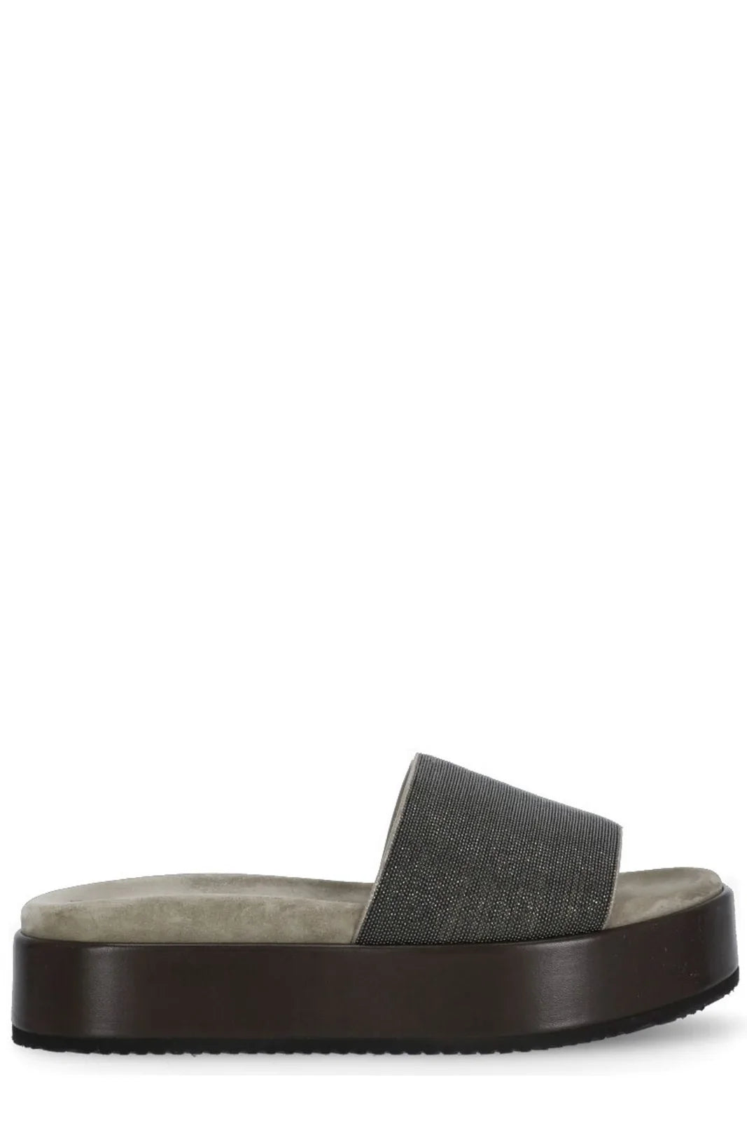 Men's Classic Shoes Brunello Cucinelli Women's Open Toe Slides In Dark Brown