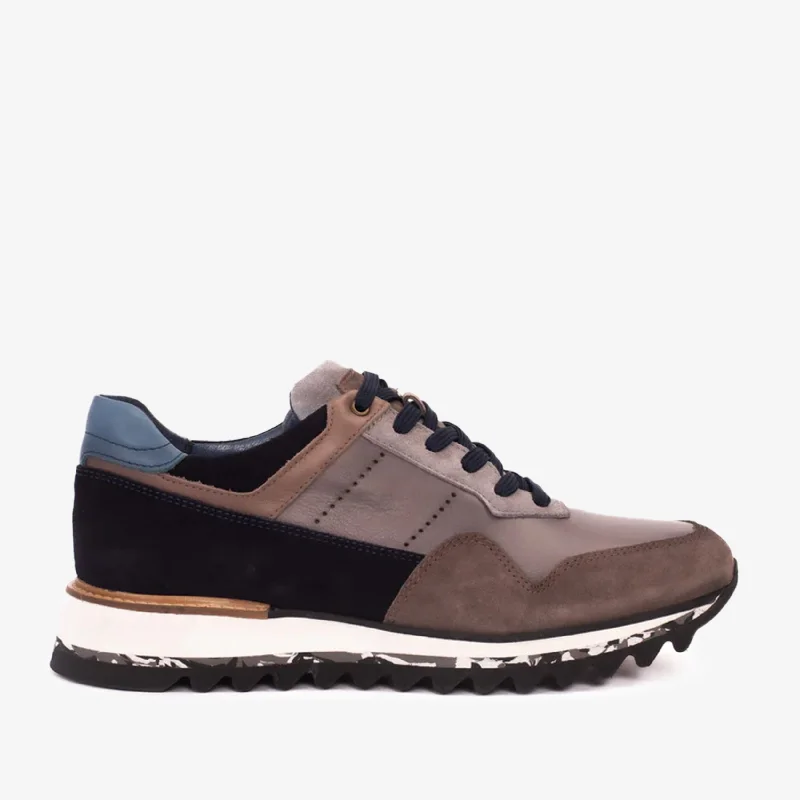 Lightweight Breathable Shoes For Men The Hoskova Grey Leather Men Sneaker