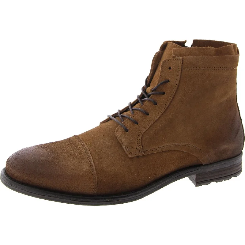 Men's High-Quality Boots Steve Madden Mens Wells Suede Ankle Combat & Lace-Up Boots