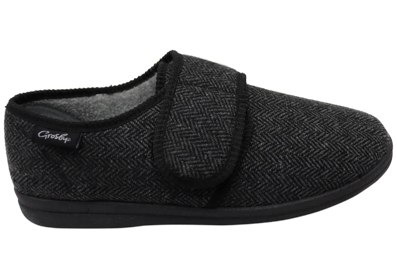Men's Premium Shoes Grosby Gavin Mens Comfortable Adjustable Strap Slippers