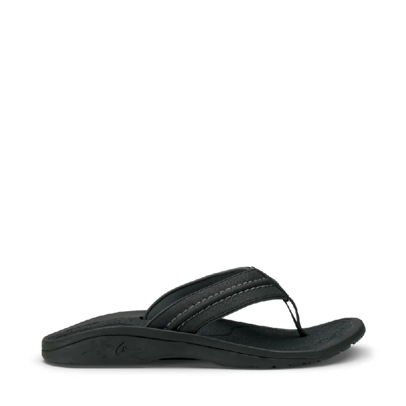Men's Elegant Boots OluKai Men's Hokua Thong Sandal in Black/Dark Shadow