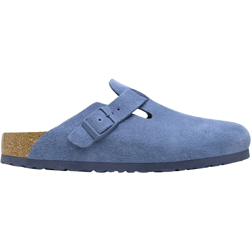 Huge Savings On Trendy Shoes Unisex Birkenstock Boston Soft Footbed Elemental Blue Suede