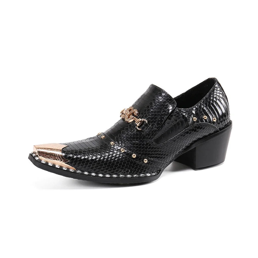 Men's Lightweight Boots Men's Luxury Pointed Metal Toe Genuine Leather High Heels Dress Shoes Men's Lightweight Boots Men's Luxury Pointed Metal Toe Genuine Leather High Heels Dress Shoes