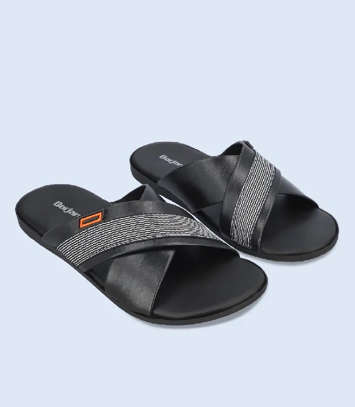 Limited Stock On Premium Leather Shoes BM5551-Black-Men Slipper