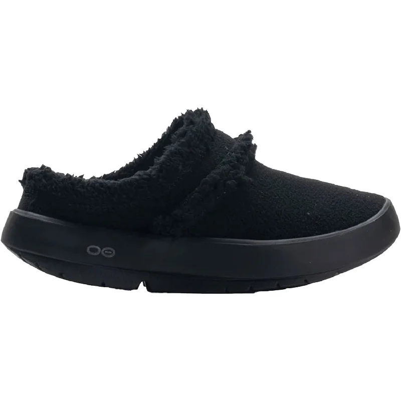 Men's Trendy Boots Women's OOFOS OOcoozie Mule Black Vegan Sherpa