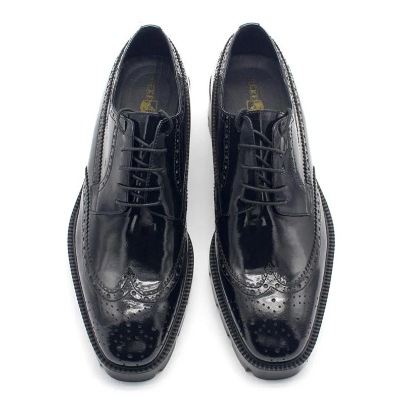 Fashion-Forward Shoes For Men Men Genuine Leather Thick Lace Up Platform Brogue Derby Shoes Fashion-Forward Shoes For Men Men Genuine Leather Thick Lace Up Platform Brogue Derby Shoes