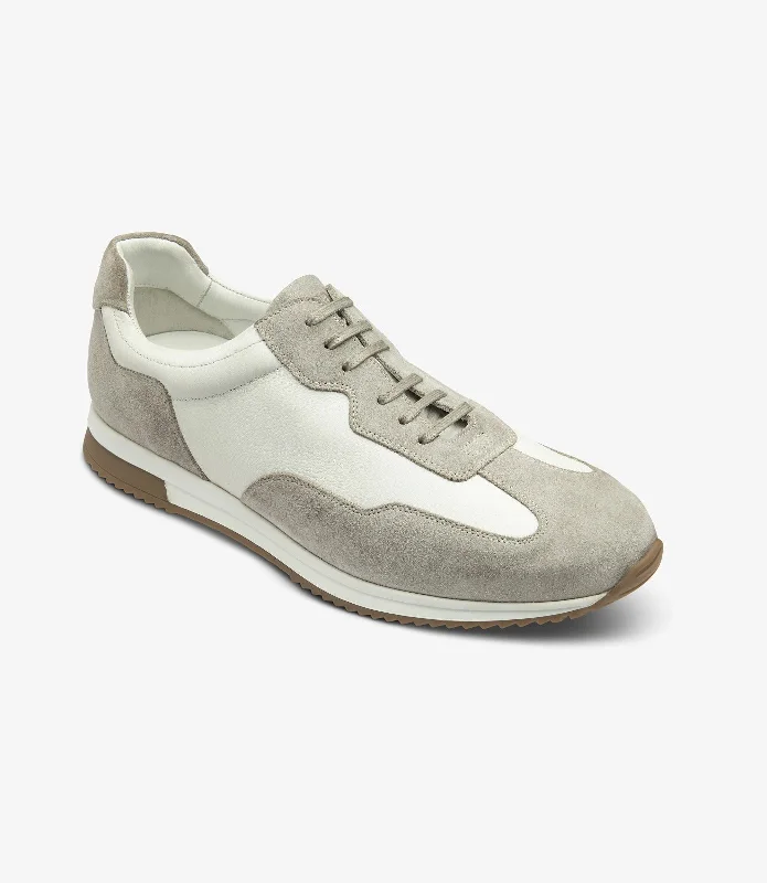 Men's Comfortable Boots LOAKE Linford - Leather Sneakers - White/Grey Suede