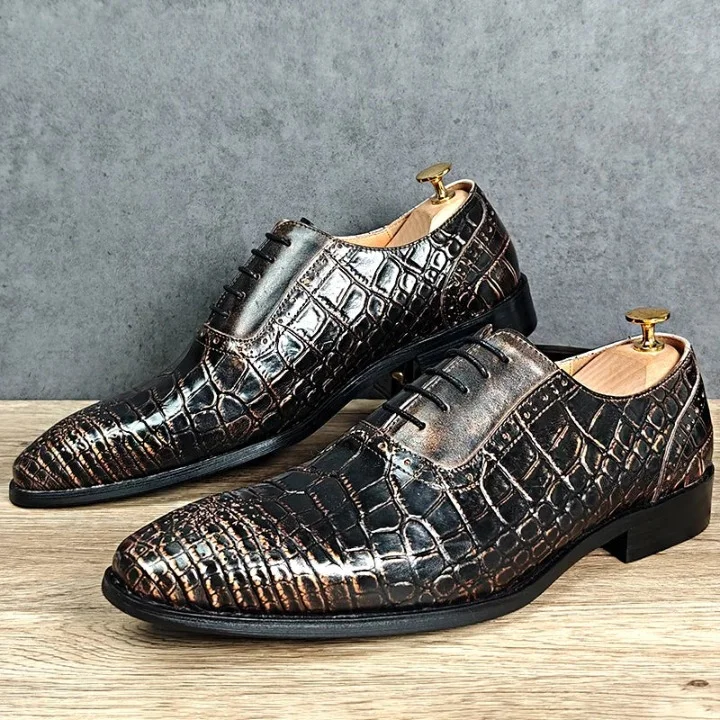 Men's Durable Boots Men's Vintage Crocodile Pattern Luxury Wedding Office Dress Shoes Men's Durable Boots Men's Vintage Crocodile Pattern Luxury Wedding Office Dress Shoes
