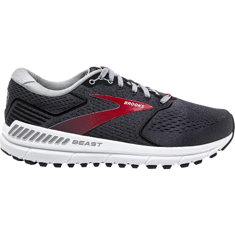 Men's Soft Shoes Brooks Men's Beast 20 Running Shoes - Blackened Pearl/Black/Red