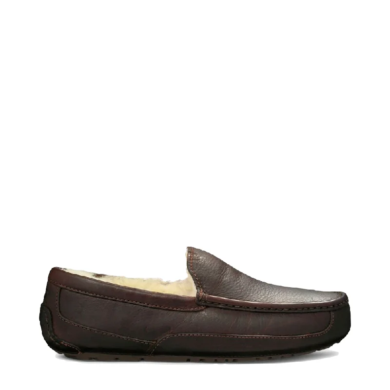 Men's High-Quality Boots UGG Ascot Leather Moccasin Slipper in Dark Spice
