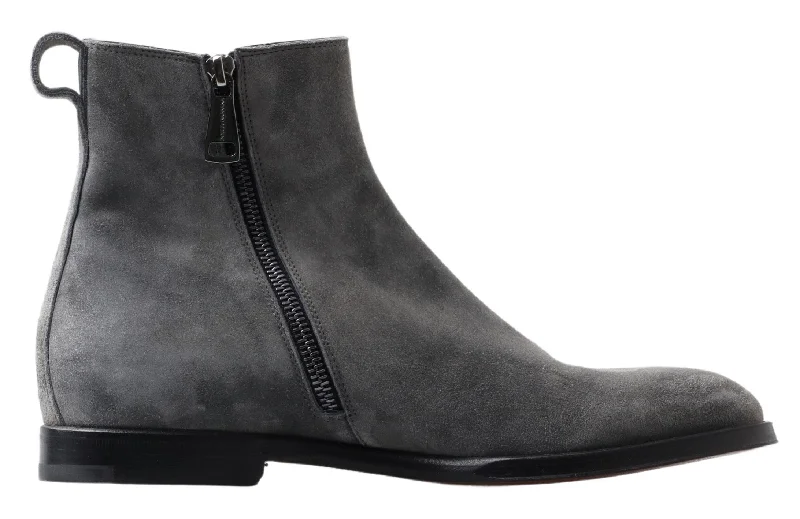 Men's Moisture-Wicking Boots Dolce & Gabbana Elegant Gray Chelsea Leather Men's Boots Men's Moisture-Wicking Boots Dolce & Gabbana Elegant Gray Chelsea Leather Men's Boots