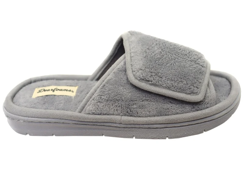 Men's Modern Shoes Dearfoams Mens Comfortable Collin Terry Adjustable Slide Slippers Men's Modern Shoes Dearfoams Mens Comfortable Collin Terry Adjustable Slide Slippers