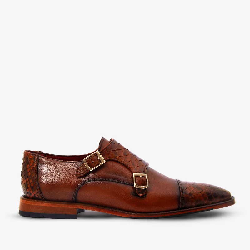Men's Flexible Sole Boots The Bishkek Tan Leather Cap Toe Double Monk Strap Men Shoe Men's Flexible Sole Boots The Bishkek Tan Leather Cap Toe Double Monk Strap Men Shoe