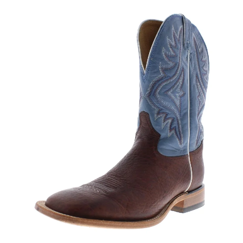 Men's Elegant Boots Tony Lama Mens Bison Leather Embroidered Cowboy, Western Boots