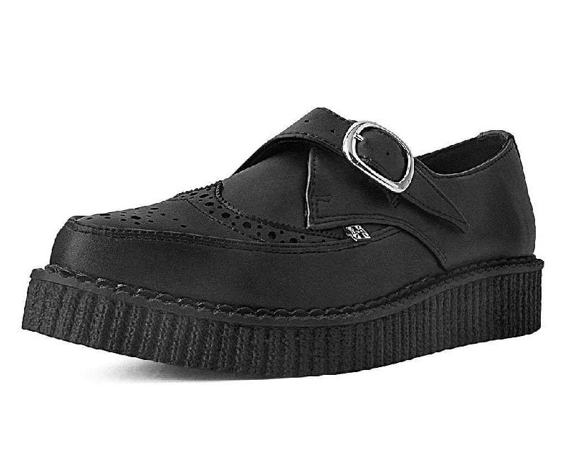 High-Quality Shoes Black TUKskin Wingtip Buckle Pointed Creeper