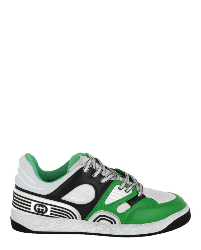 Men's Versatile Shoes Gucci Mens Basket Leather Low-Top Sneakers
