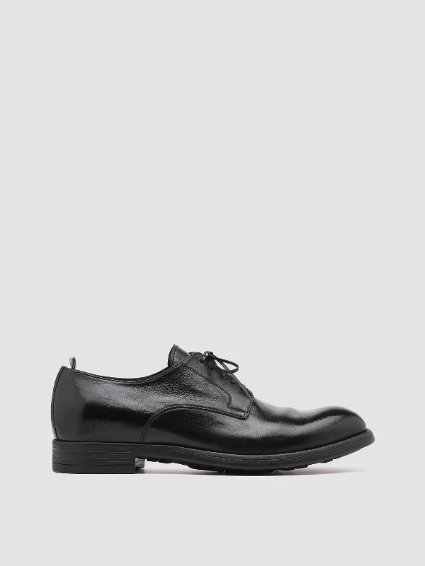 Men's Seamless Design Shoes CHRONICLE 001 - Black Leather Derby Shoes