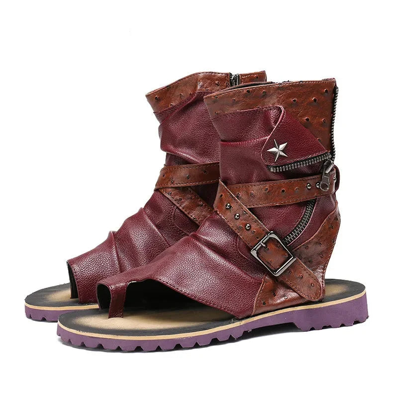 Men's Cushioned Shoes Men's Summer Casual Fashion Leather Zipper Ankle Gladiator Sandals Men's Cushioned Shoes Men's Summer Casual Fashion Leather Zipper Ankle Gladiator Sandals