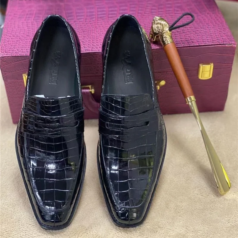 Men's Fashionable Shoes Men's Authentic Crocodile Belly Skin Square Toe Business Dress Shoes Men's Fashionable Shoes Men's Authentic Crocodile Belly Skin Square Toe Business Dress Shoes