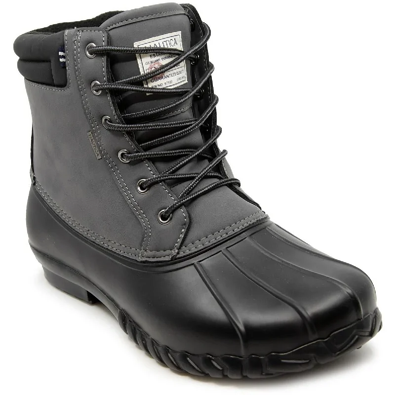 Men's Premium Shoes Nautica Mens Channing Faux Leather Lace-Up Winter & Snow Boots