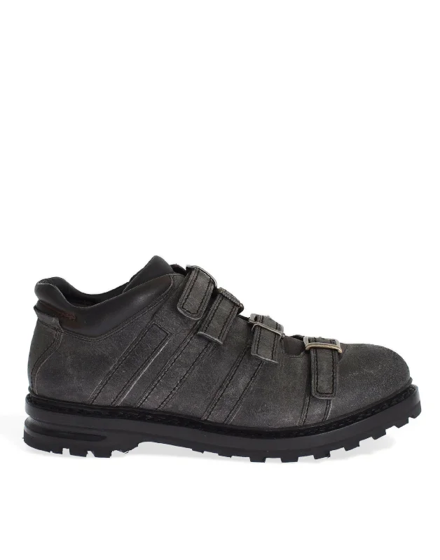 Men's Seamless Design Shoes Dolce & Gabbana Elegant Gray Leather Ankle Men's Boots