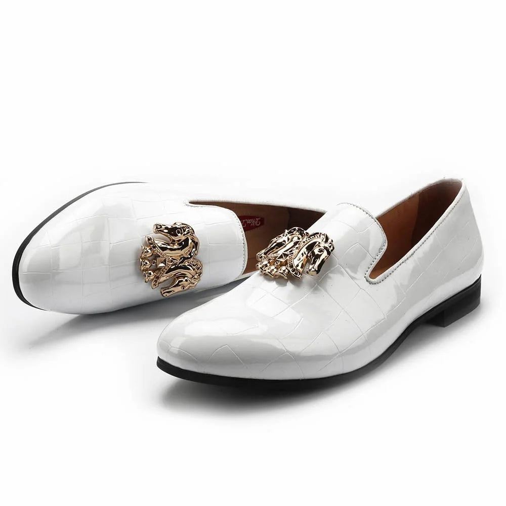 Men's Minimalist Shoes Men's Synthetic Leather Gold Constellation Buckle Stone Finish Loafers Men's Minimalist Shoes Men's Synthetic Leather Gold Constellation Buckle Stone Finish Loafers