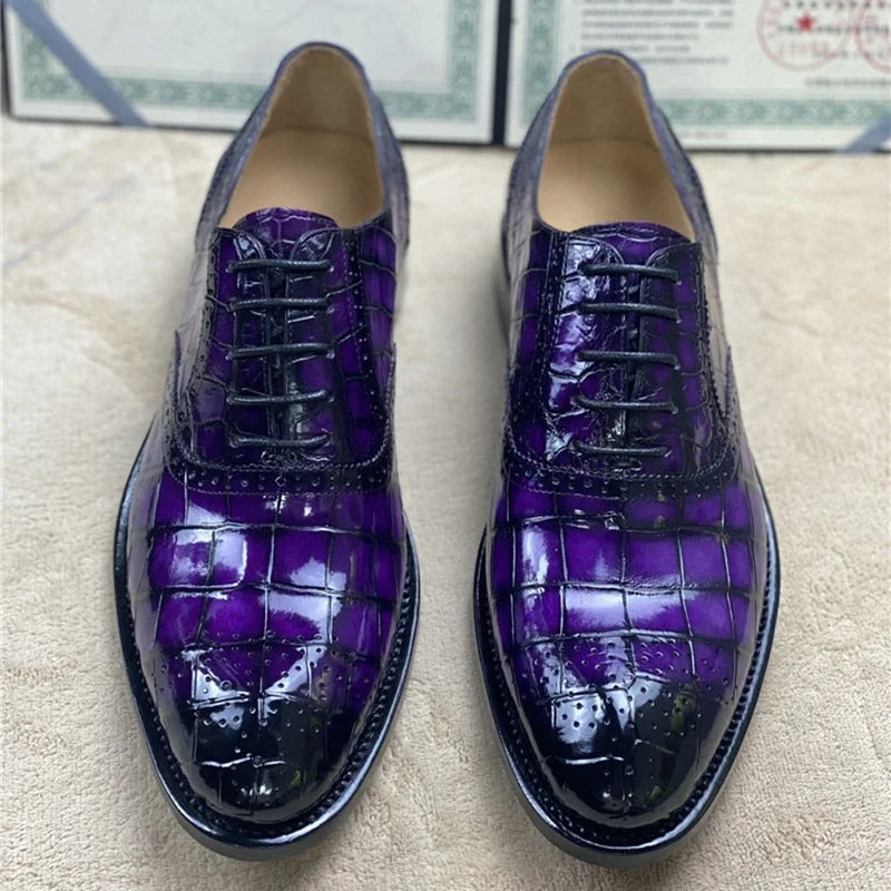 Men's Ultra-Light Shoes Men's Authentic Crocodile Belly Skin Pointed Toe Brogue Dress Shoes Men's Ultra-Light Shoes Men's Authentic Crocodile Belly Skin Pointed Toe Brogue Dress Shoes