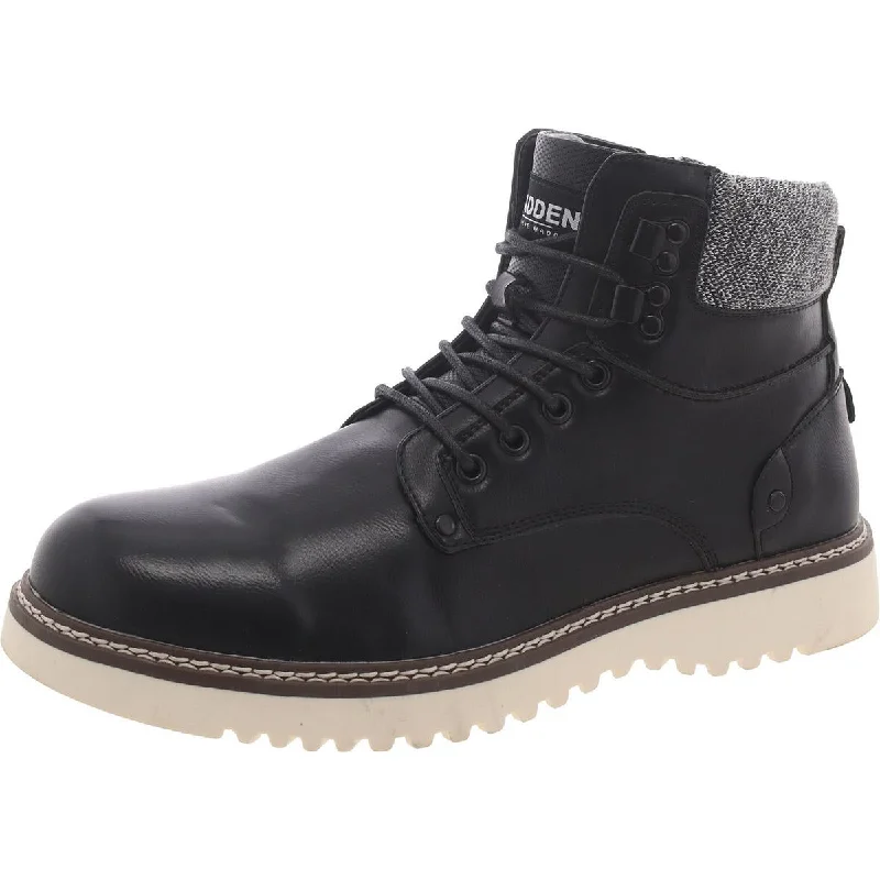 Men's Comfortable Shoes Steve Madden Mens Faux Leather Lace-Up Winter & Snow Boots