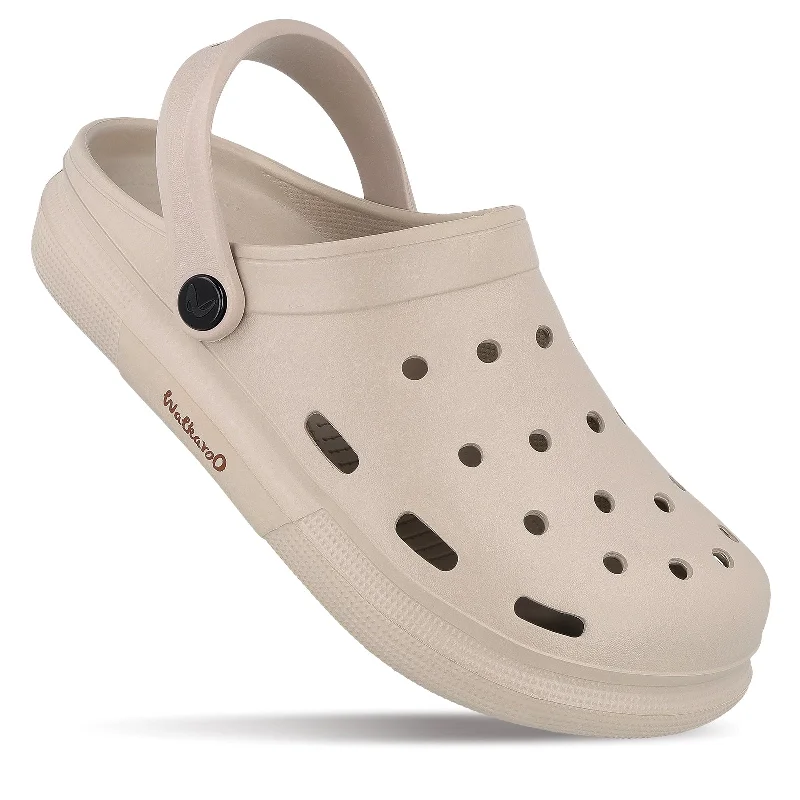 Comfortable Shoes For Men Walkaroo Mens Clogs  - WC4843 Greige