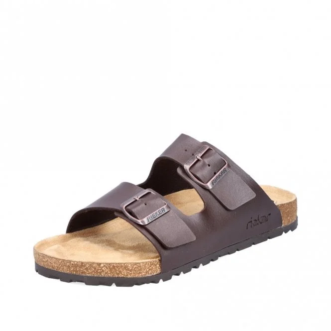 Men's Flexible Sole Shoes Rieker 22190-00 MENS SLIP ON MULE SANDALS Black