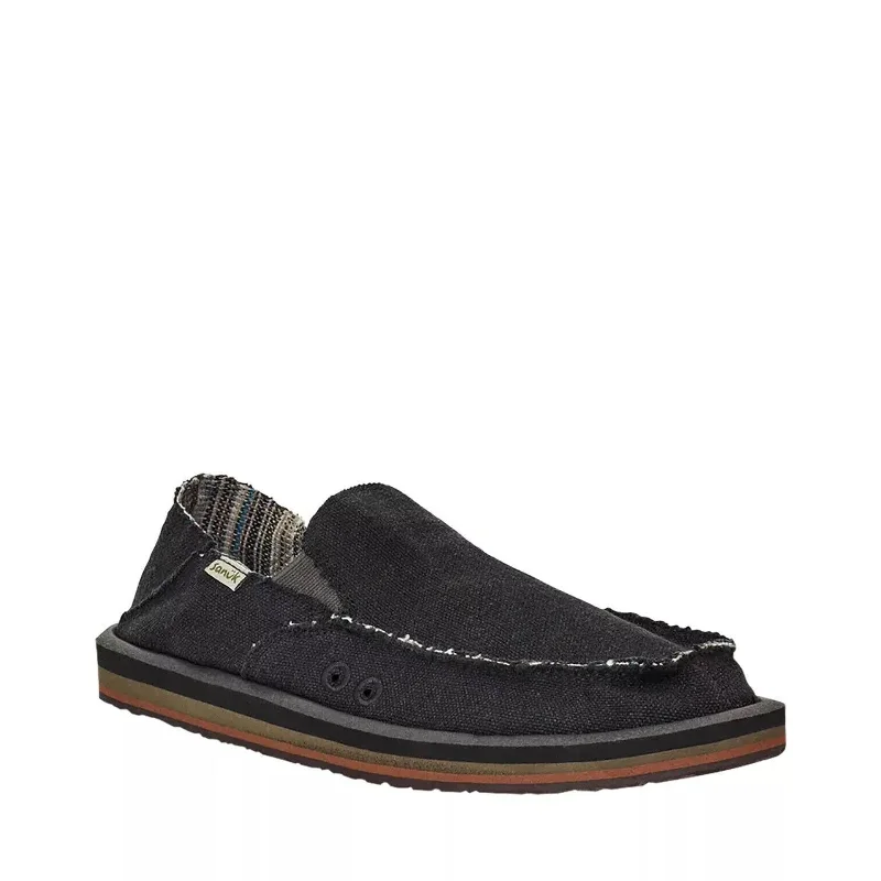 Men's High-Quality Shoes Men's Shoes Sanuk VAGABOND SOFT TOP HEMP Slip On Loafers 1117753 BLACK Men's High-Quality Shoes Men's Shoes Sanuk VAGABOND SOFT TOP HEMP Slip On Loafers 1117753 BLACK