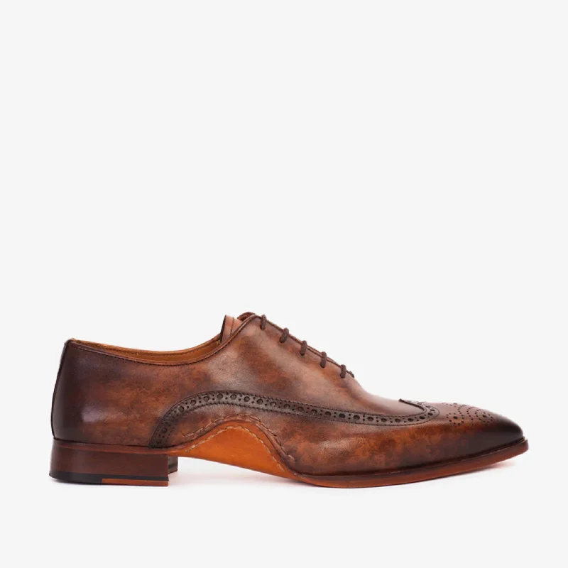 Special Sale On Breathable Shoes The Royal Hand Craft Brown Wingtip Oxford Men Shoe