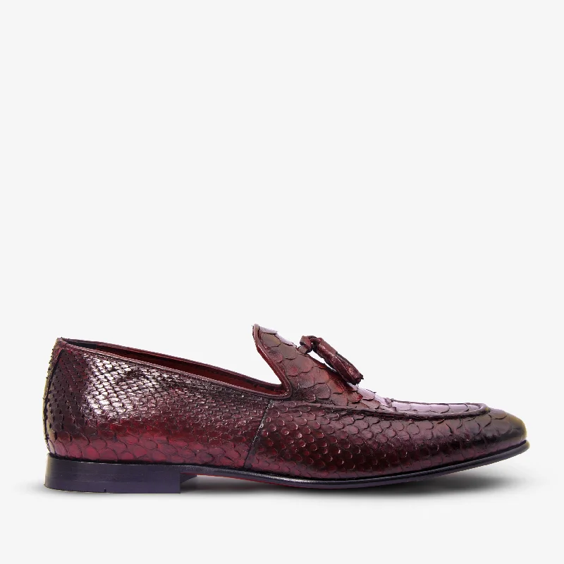 Men's Modern Shoes The Bethesda Burgundy Pyhtn Skin Leather Tassel Loafer Men Shoe Men's Modern Shoes The Bethesda Burgundy Pyhtn Skin Leather Tassel Loafer Men Shoe