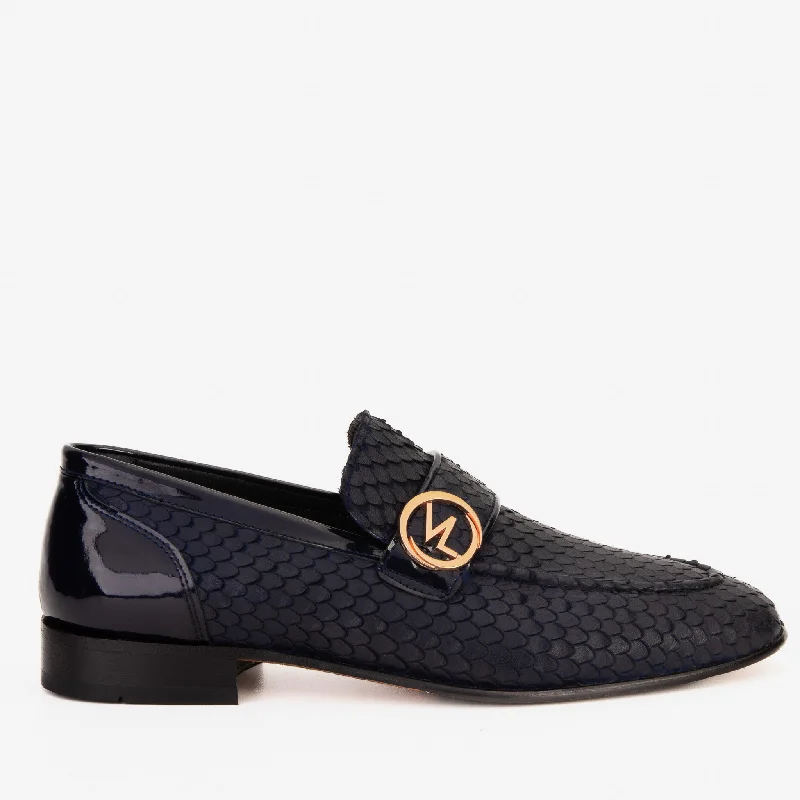 Men's Flexible Shoes The Monarch Navy Blue Leather Men Dress Shoe