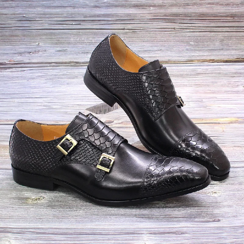 Weekend Special Offer On Sports Shoes Men's Genuine Leather Double Buckle Monk Strap Snake Print Dress Shoes Weekend Special Offer On Sports Shoes Men's Genuine Leather Double Buckle Monk Strap Snake Print Dress Shoes